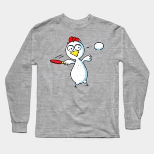 Funny chicken plays table tennis Long Sleeve T-Shirt